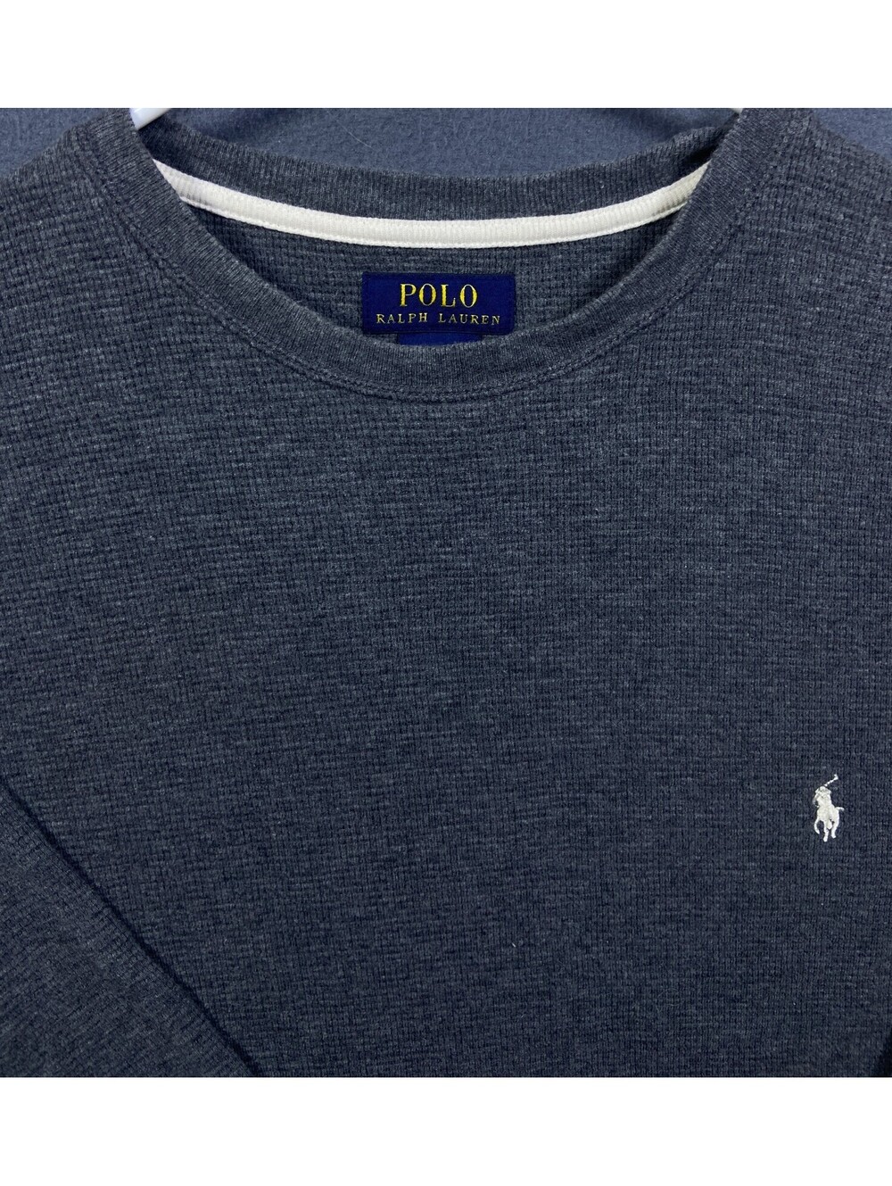 Polo Ralph Lauren Men's Size L (23x29) Thermal Waffle Knit Gray Cotton Shirt EUC